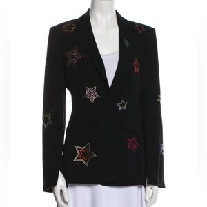 Cinq A Sept Women Embellished Rhinestone Star Cheyenne Blazer Coat Black NWT Sz4